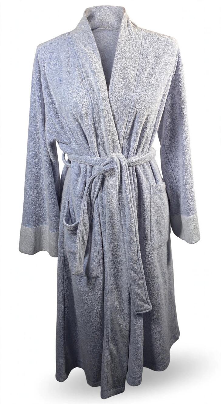 N Natori Wrap Robe Women's Small Light Blue Plush Tie Belt